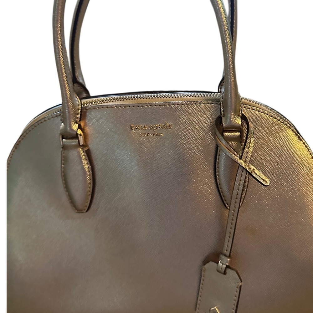Kate Spade Metallic Champagne Saffiano Leather Dome Satchel Handbag - Picture 2 of 15